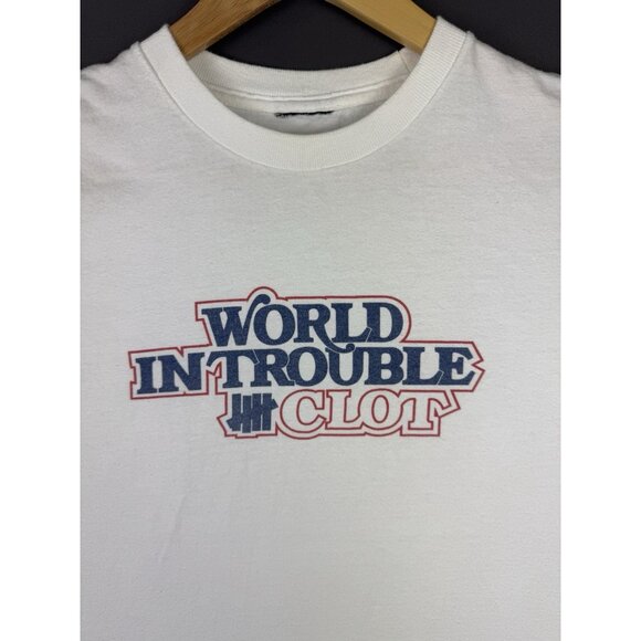 Vintage Y2K Undefeated x Clot World In Trouble White Shirt Streetwear Hype Rare - Picture 3 of 16